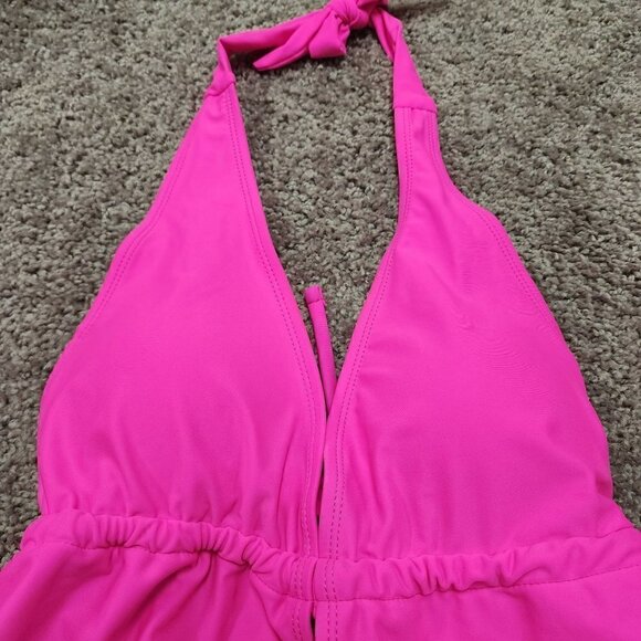 Glam Sexy Hot Pink Halter Style One Piece Swimsuit - Picture 5 of 6